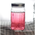 wholesale clear embossed glass storage jar with lid